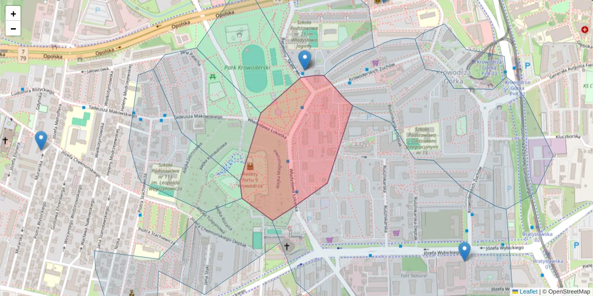 Szczegółowa mapa kodu pocztowego 31-273 z granicami, sąsiednimi kodami pocztowymi i urzędami pocztowymi