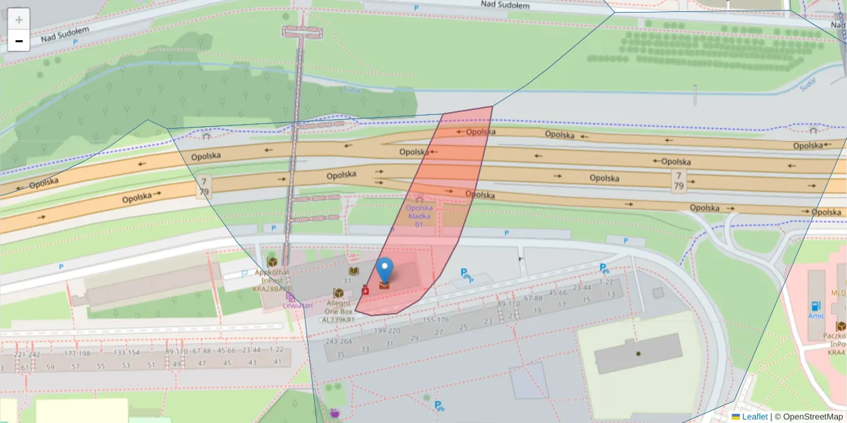 Szczegółowa mapa kodu pocztowego 31-274 z granicami, sąsiednimi kodami pocztowymi i urzędami pocztowymi
