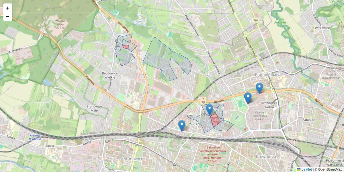 Szczegółowa mapa kodu pocztowego 31-301 z granicami, sąsiednimi kodami pocztowymi i urzędami pocztowymi