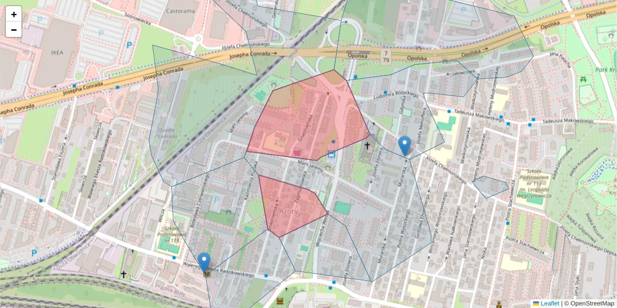 Szczegółowa mapa kodu pocztowego 31-314 z granicami, sąsiednimi kodami pocztowymi i urzędami pocztowymi