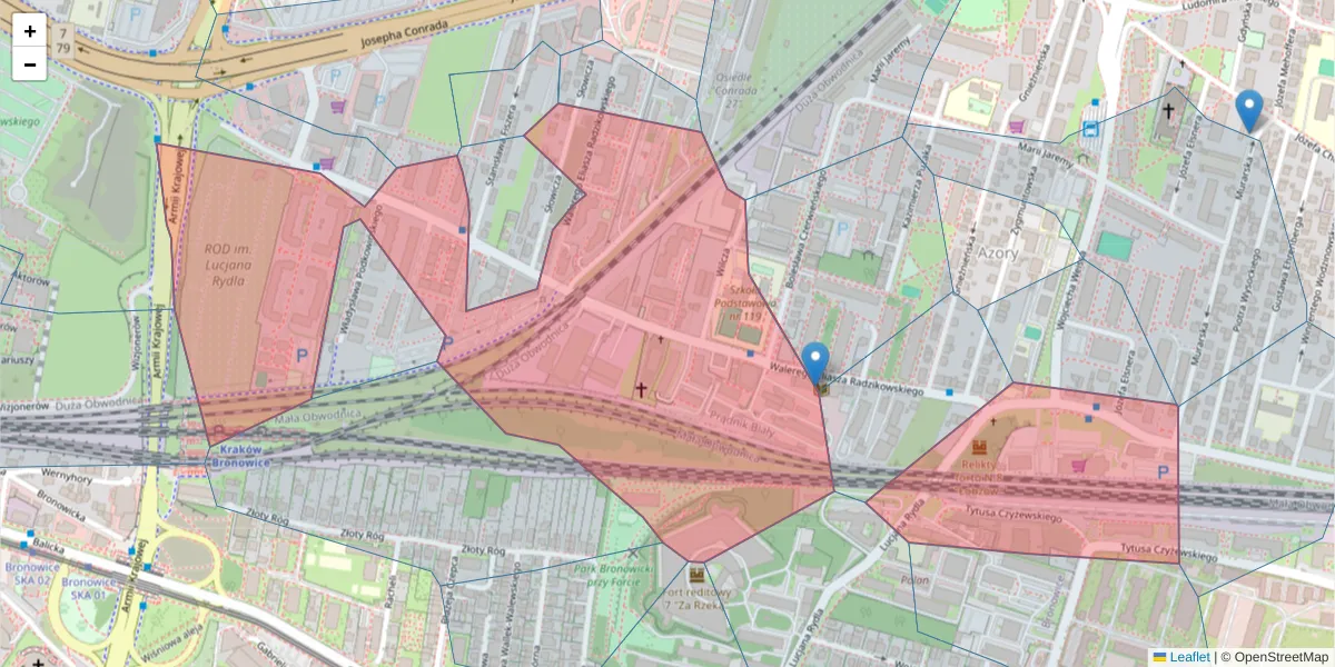 Szczegółowa mapa kodu pocztowego 31-315 z granicami, sąsiednimi kodami pocztowymi i urzędami pocztowymi