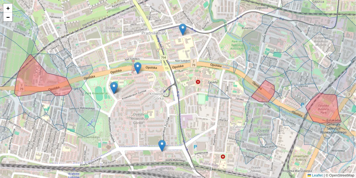 Szczegółowa mapa kodu pocztowego 31-323 z granicami, sąsiednimi kodami pocztowymi i urzędami pocztowymi