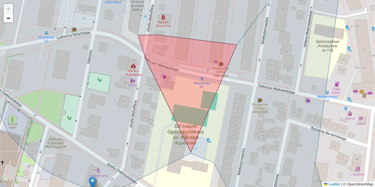 Szczegółowa mapa kodu pocztowego 31-325 z granicami, sąsiednimi kodami pocztowymi i urzędami pocztowymi