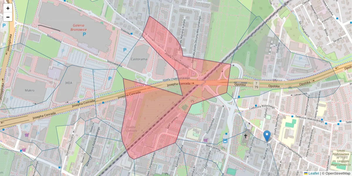 Szczegółowa mapa kodu pocztowego 31-340 z granicami, sąsiednimi kodami pocztowymi i urzędami pocztowymi
