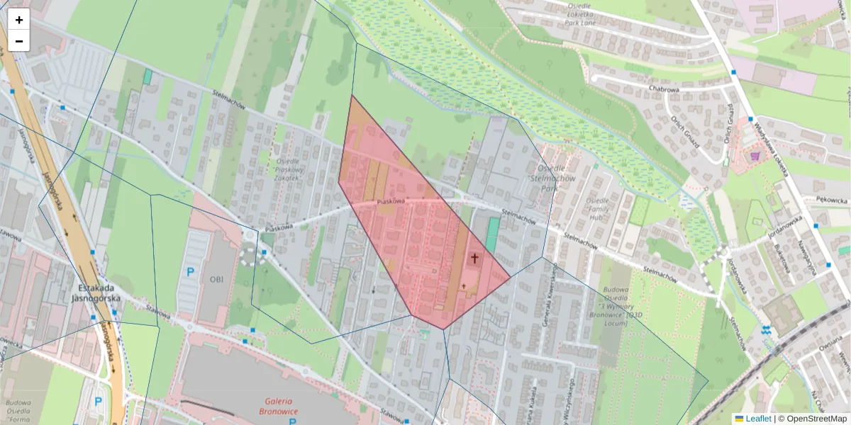 Szczegółowa mapa kodu pocztowego 31-341 z granicami, sąsiednimi kodami pocztowymi i urzędami pocztowymi