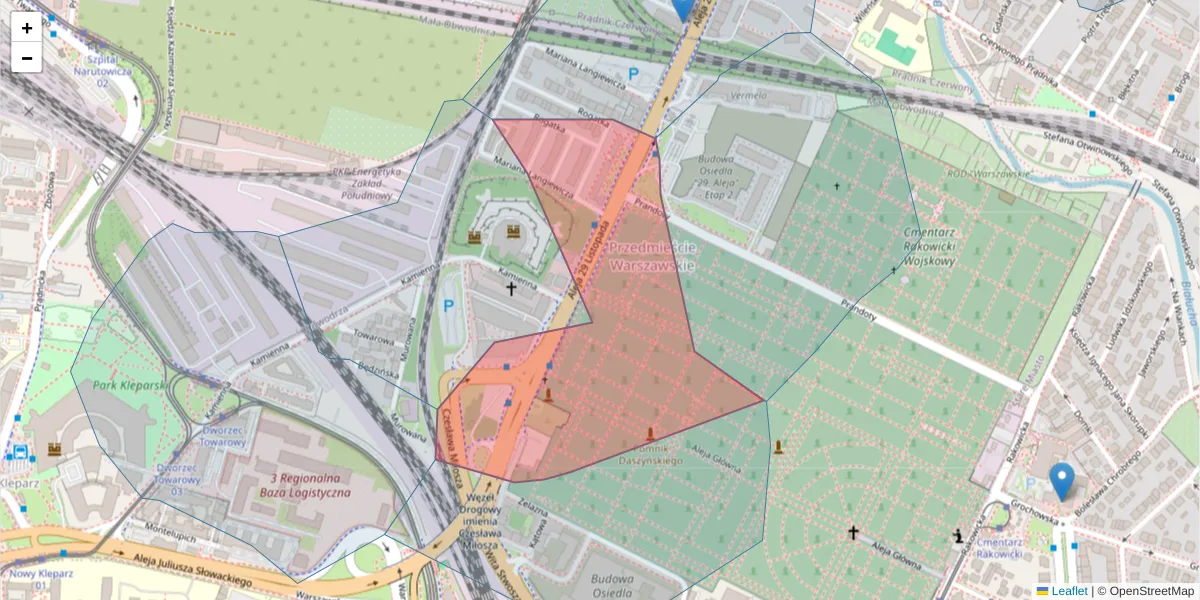 Szczegółowa mapa kodu pocztowego 31-401 z granicami, sąsiednimi kodami pocztowymi i urzędami pocztowymi