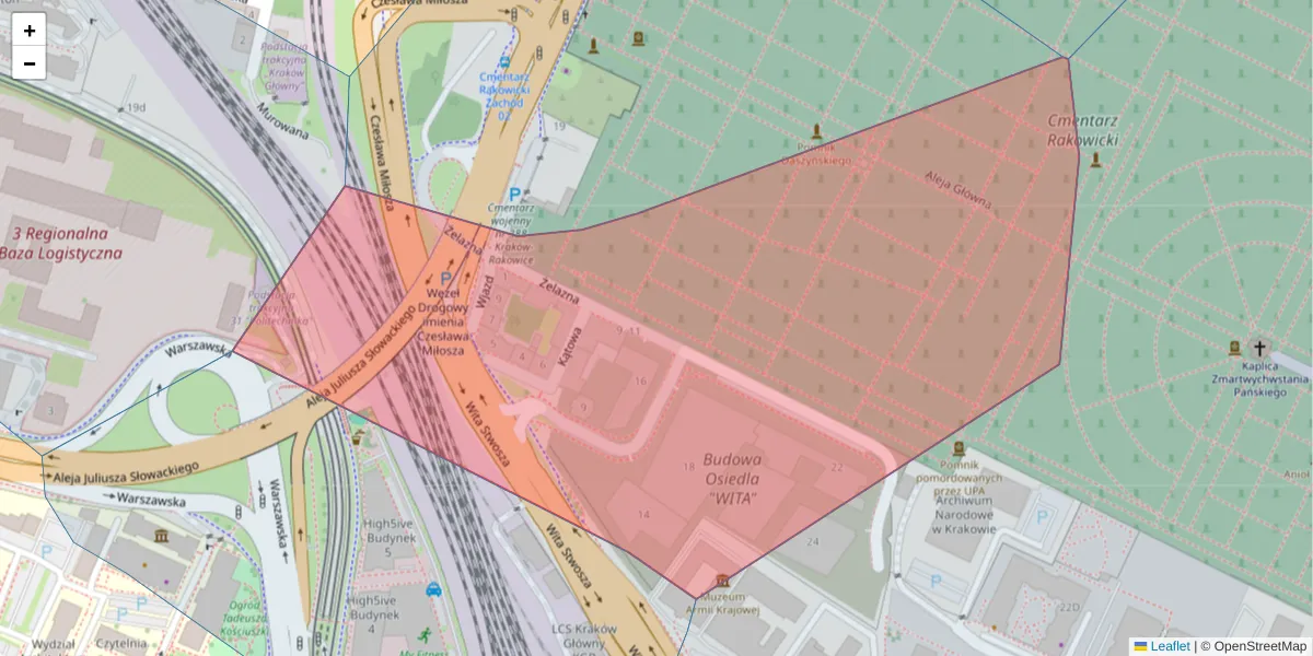 Szczegółowa mapa kodu pocztowego 31-404 z granicami, sąsiednimi kodami pocztowymi i urzędami pocztowymi