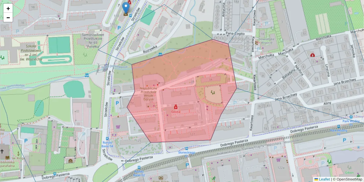 Szczegółowa mapa kodu pocztowego 31-417 z granicami, sąsiednimi kodami pocztowymi i urzędami pocztowymi
