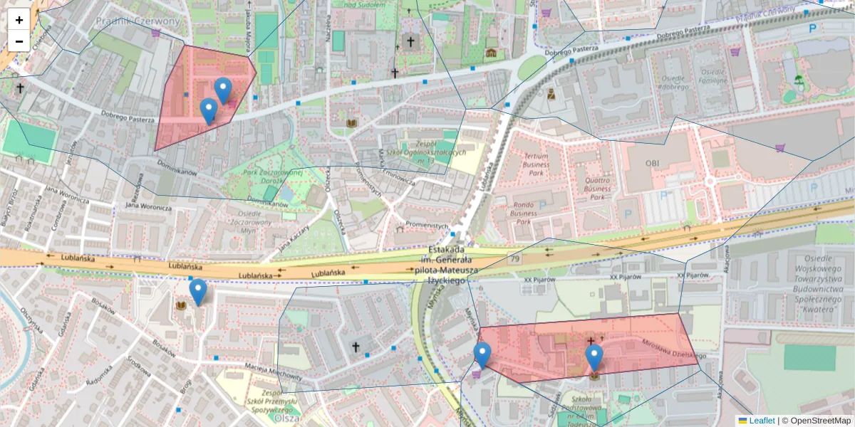 Szczegółowa mapa kodu pocztowego 31-420 z granicami, sąsiednimi kodami pocztowymi i urzędami pocztowymi