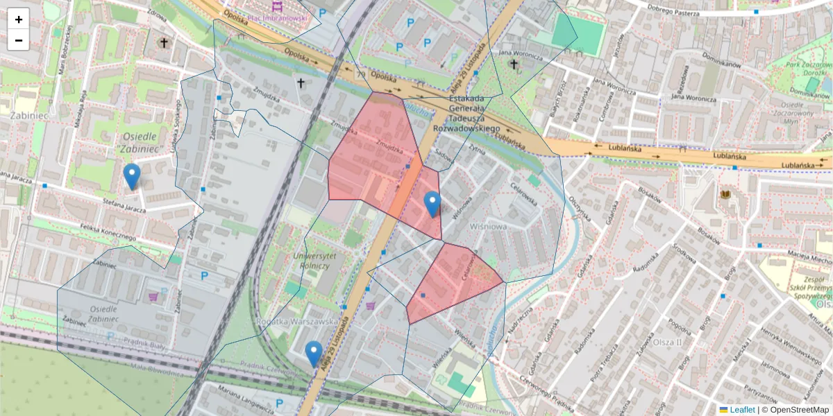 Szczegółowa mapa kodu pocztowego 31-426 z granicami, sąsiednimi kodami pocztowymi i urzędami pocztowymi