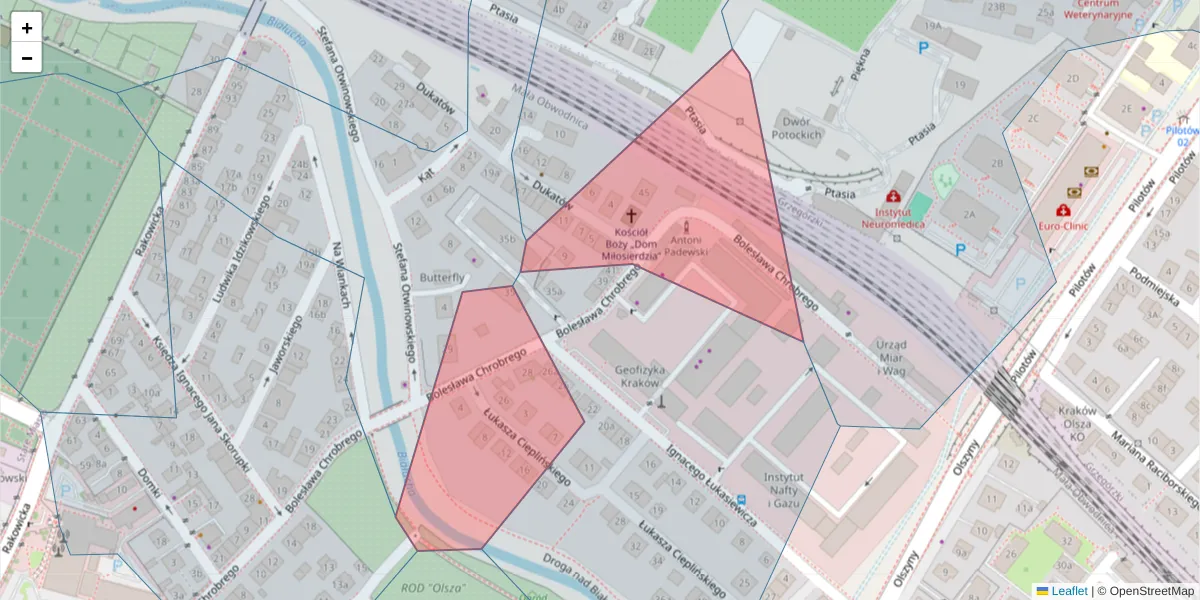 Szczegółowa mapa kodu pocztowego 31-428 z granicami, sąsiednimi kodami pocztowymi i urzędami pocztowymi
