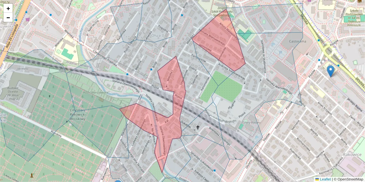 Szczegółowa mapa kodu pocztowego 31-432 z granicami, sąsiednimi kodami pocztowymi i urzędami pocztowymi