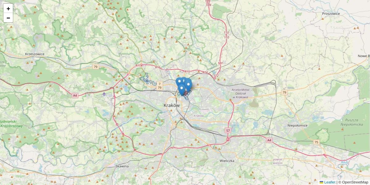 Szczegółowa mapa kodu pocztowego 31-436 z granicami, sąsiednimi kodami pocztowymi i urzędami pocztowymi