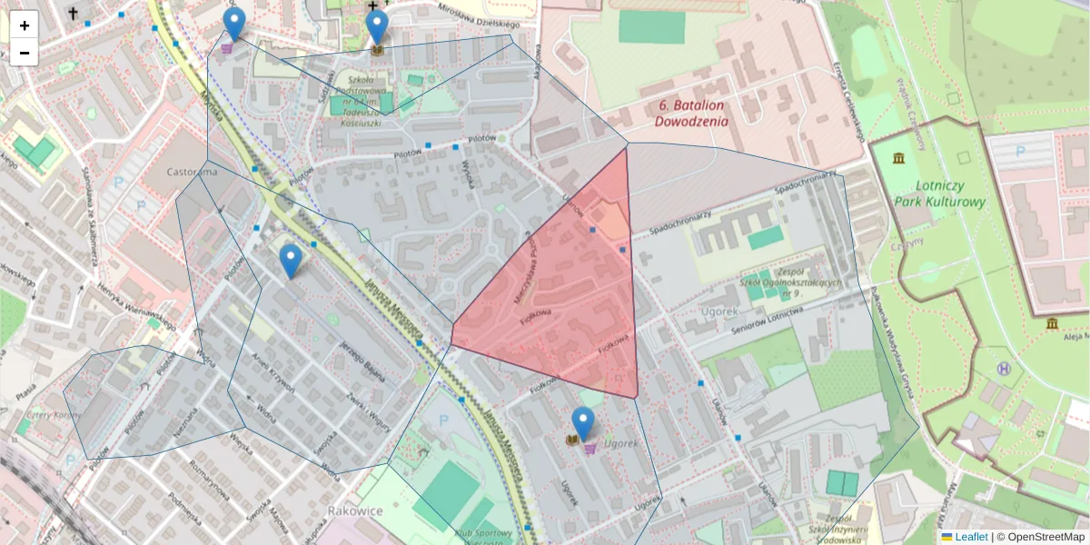 Szczegółowa mapa kodu pocztowego 31-457 z granicami, sąsiednimi kodami pocztowymi i urzędami pocztowymi