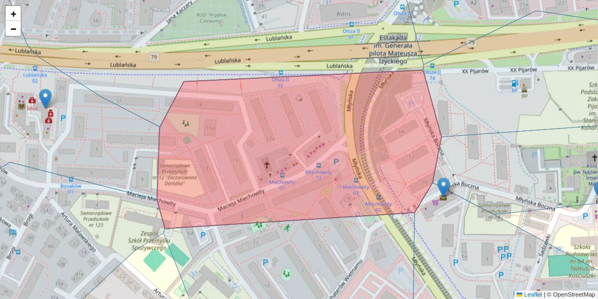 Szczegółowa mapa kodu pocztowego 31-475 z granicami, sąsiednimi kodami pocztowymi i urzędami pocztowymi