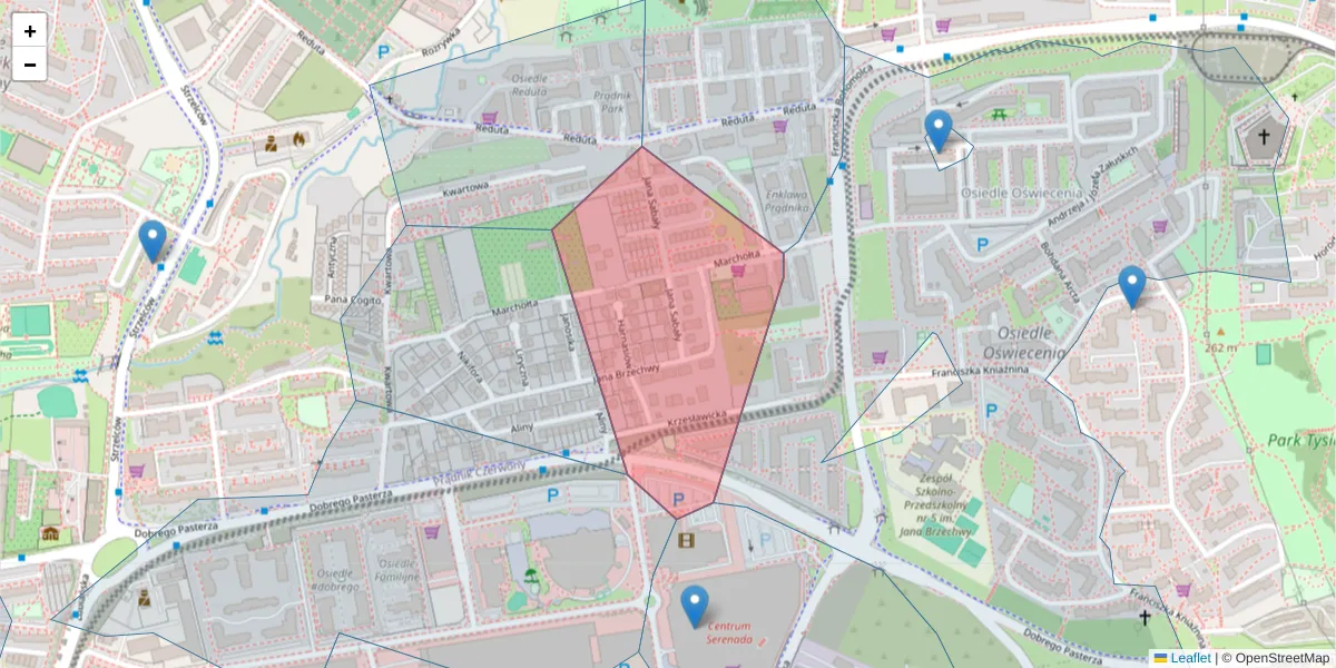 Szczegółowa mapa kodu pocztowego 31-479 z granicami, sąsiednimi kodami pocztowymi i urzędami pocztowymi