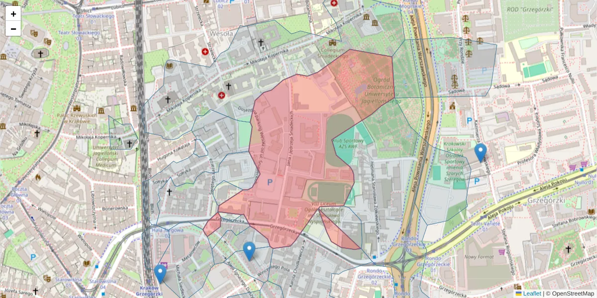 Szczegółowa mapa kodu pocztowego 31-531 z granicami, sąsiednimi kodami pocztowymi i urzędami pocztowymi