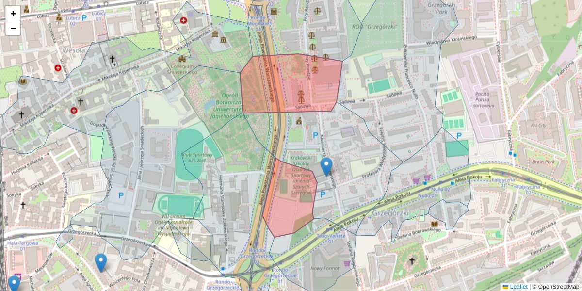 Szczegółowa mapa kodu pocztowego 31-541 z granicami, sąsiednimi kodami pocztowymi i urzędami pocztowymi