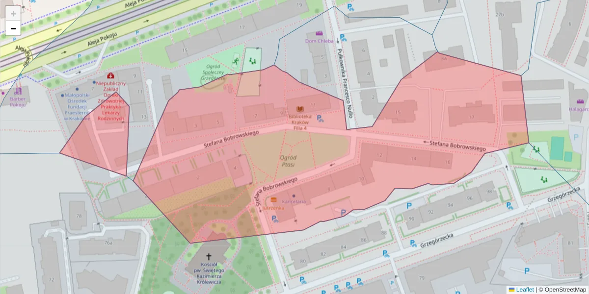 Szczegółowa mapa kodu pocztowego 31-552 z granicami, sąsiednimi kodami pocztowymi i urzędami pocztowymi