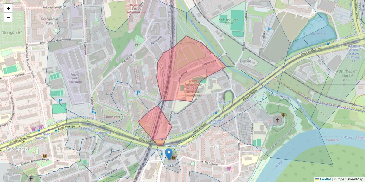 Szczegółowa mapa kodu pocztowego 31-563 z granicami, sąsiednimi kodami pocztowymi i urzędami pocztowymi