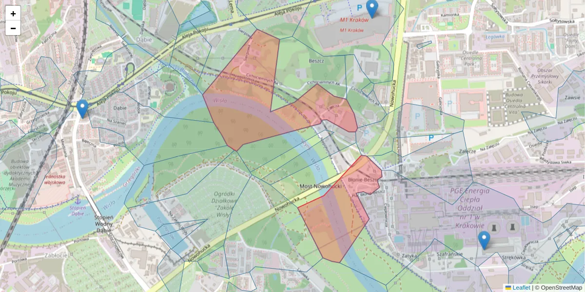 Szczegółowa mapa kodu pocztowego 31-573 z granicami, sąsiednimi kodami pocztowymi i urzędami pocztowymi