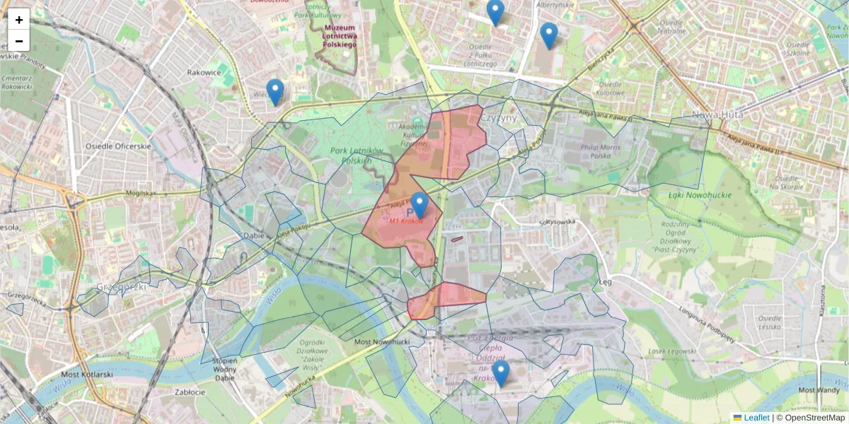 Szczegółowa mapa kodu pocztowego 31-580 z granicami, sąsiednimi kodami pocztowymi i urzędami pocztowymi