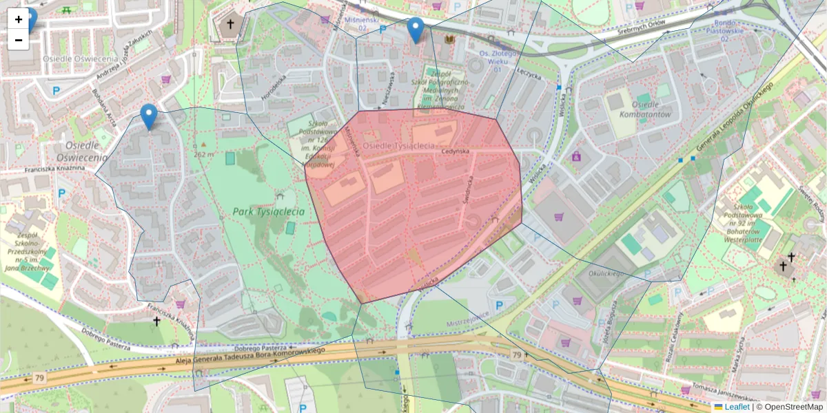 Szczegółowa mapa kodu pocztowego 31-606 z granicami, sąsiednimi kodami pocztowymi i urzędami pocztowymi