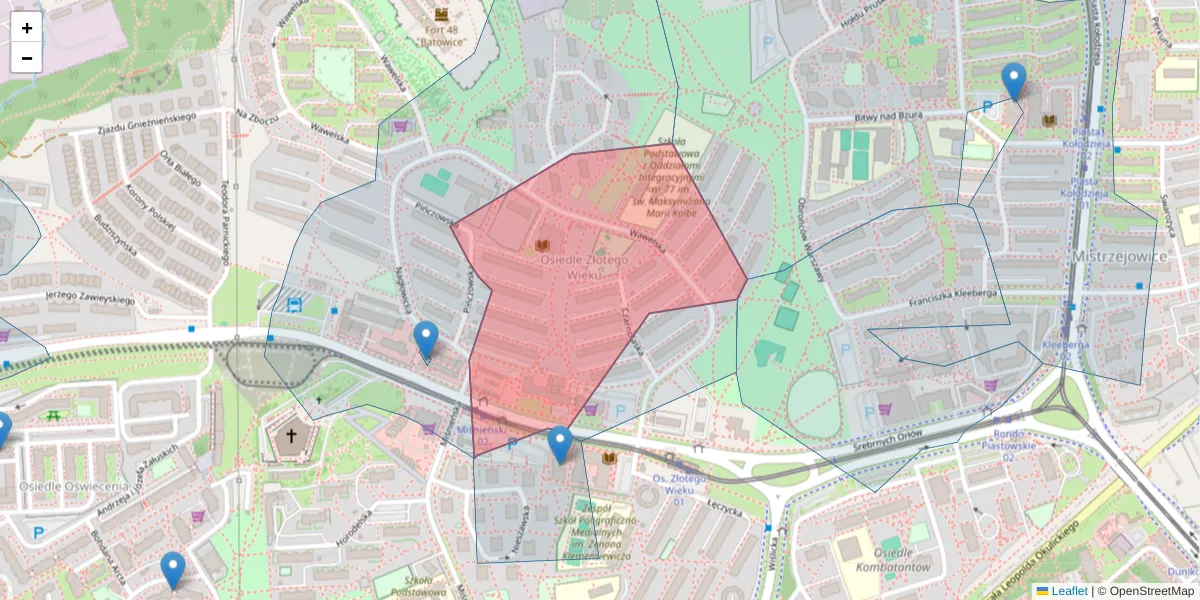 Szczegółowa mapa kodu pocztowego 31-616 z granicami, sąsiednimi kodami pocztowymi i urzędami pocztowymi