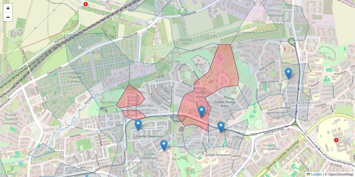 Szczegółowa mapa kodu pocztowego 31-618 z granicami, sąsiednimi kodami pocztowymi i urzędami pocztowymi