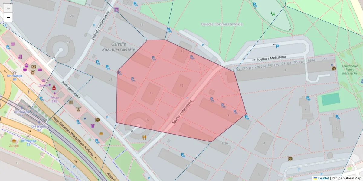 Szczegółowa mapa kodu pocztowego 31-840 z granicami, sąsiednimi kodami pocztowymi i urzędami pocztowymi