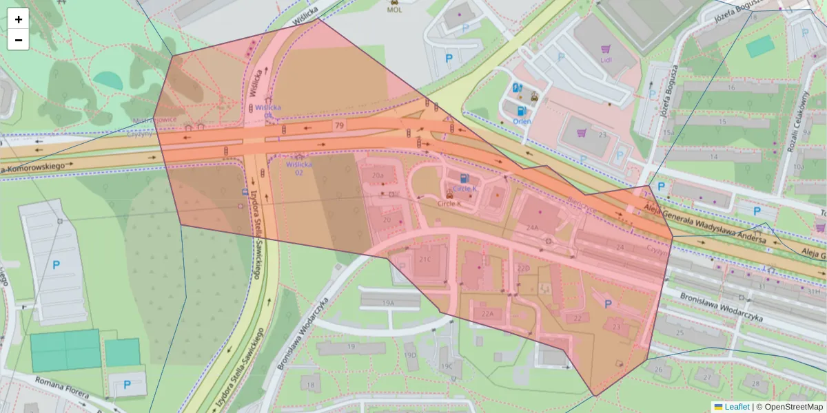 Szczegółowa mapa kodu pocztowego 31-873 z granicami, sąsiednimi kodami pocztowymi i urzędami pocztowymi