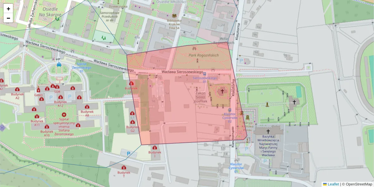 Szczegółowa mapa kodu pocztowego 31-914 z granicami, sąsiednimi kodami pocztowymi i urzędami pocztowymi