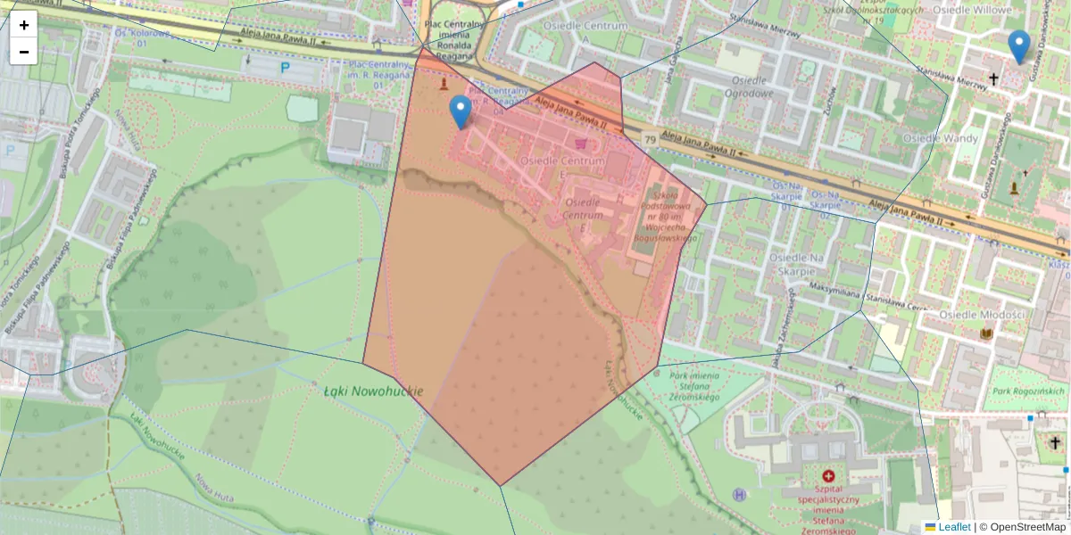 Szczegółowa mapa kodu pocztowego 31-934 z granicami, sąsiednimi kodami pocztowymi i urzędami pocztowymi