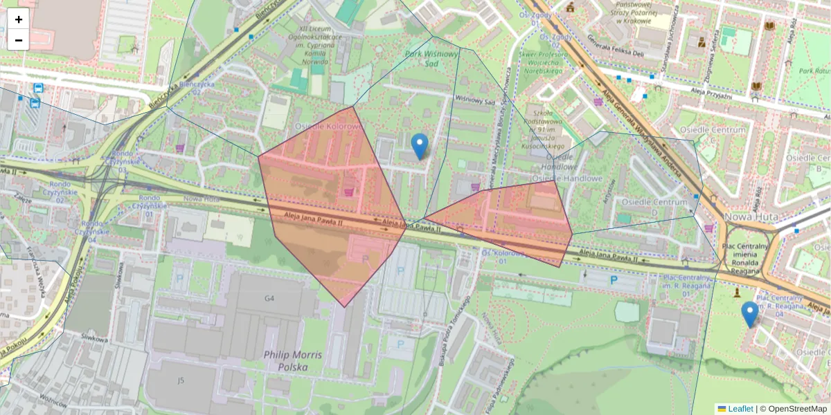 Szczegółowa mapa kodu pocztowego 31-940 z granicami, sąsiednimi kodami pocztowymi i urzędami pocztowymi