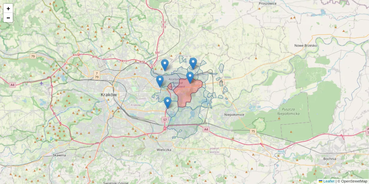 Szczegółowa mapa kodu pocztowego 31-983 z granicami, sąsiednimi kodami pocztowymi i urzędami pocztowymi