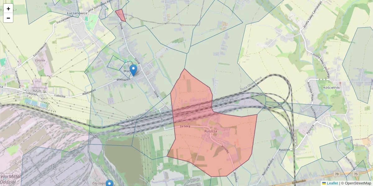 Szczegółowa mapa kodu pocztowego 31-987 z granicami, sąsiednimi kodami pocztowymi i urzędami pocztowymi