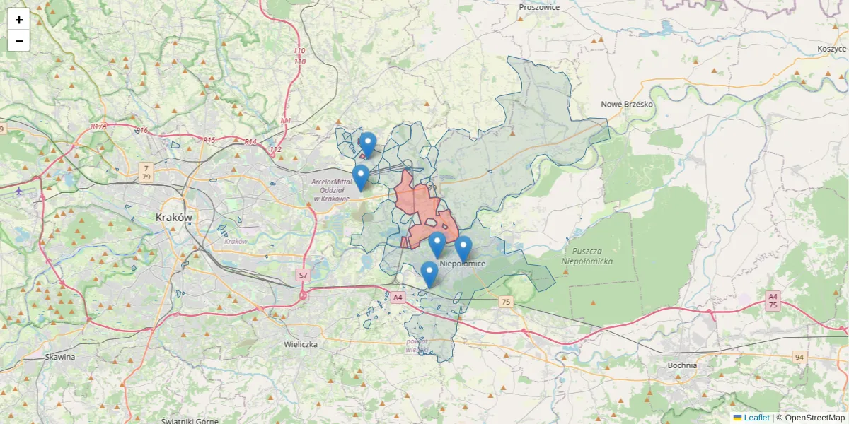 Szczegółowa mapa kodu pocztowego 31-998 z granicami, sąsiednimi kodami pocztowymi i urzędami pocztowymi