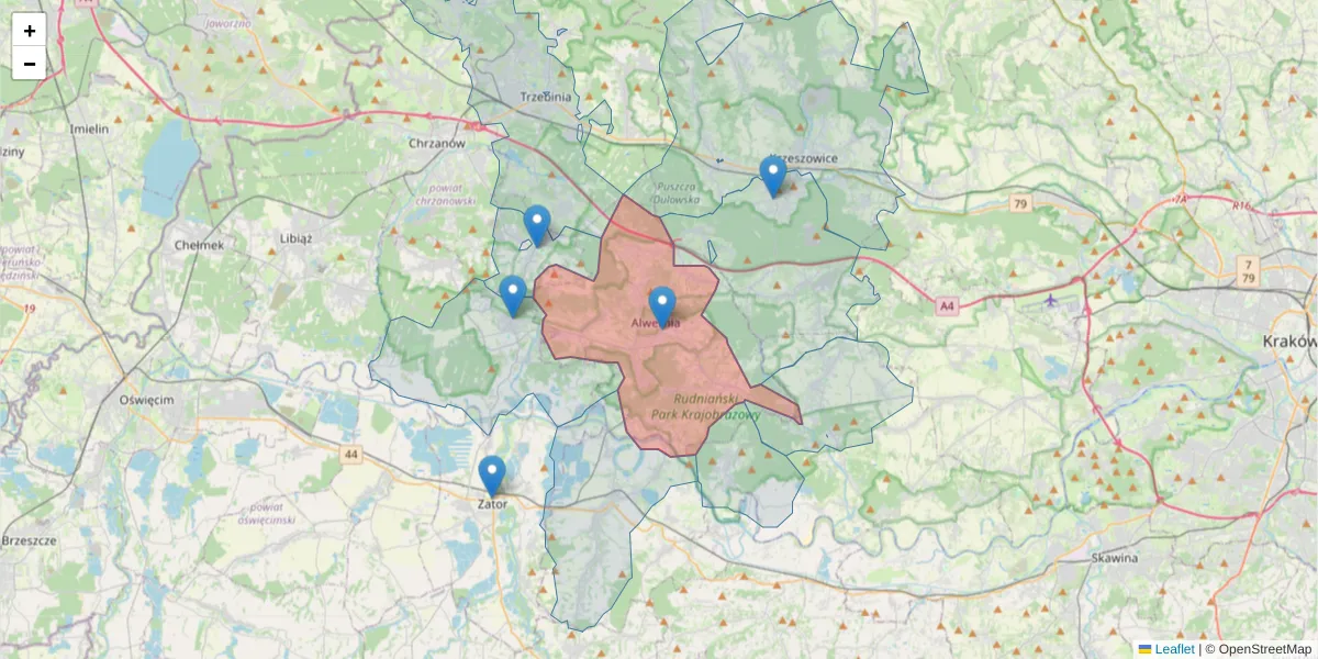 Szczegółowa mapa kodu pocztowego 32-566 z granicami, sąsiednimi kodami pocztowymi i urzędami pocztowymi