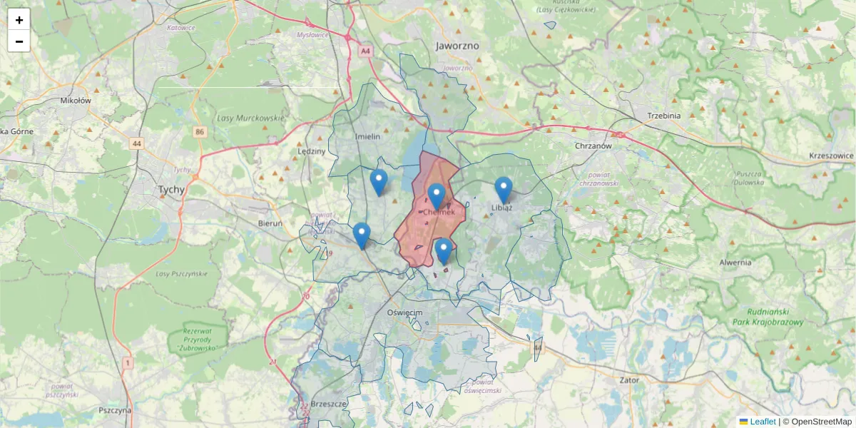 Szczegółowa mapa kodu pocztowego 32-660 z granicami, sąsiednimi kodami pocztowymi i urzędami pocztowymi