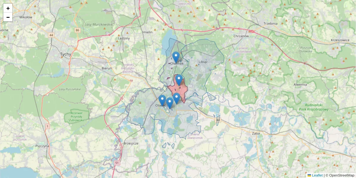 Szczegółowa mapa kodu pocztowego 32-661 z granicami, sąsiednimi kodami pocztowymi i urzędami pocztowymi