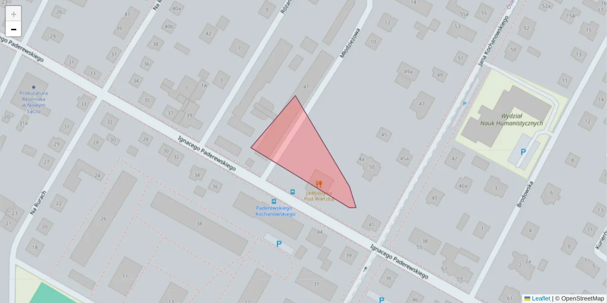 Szczegółowa mapa kodu pocztowego 33-320 z granicami, sąsiednimi kodami pocztowymi i urzędami pocztowymi