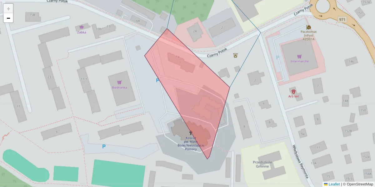 Szczegółowa mapa kodu pocztowego 33-381 z granicami, sąsiednimi kodami pocztowymi i urzędami pocztowymi
