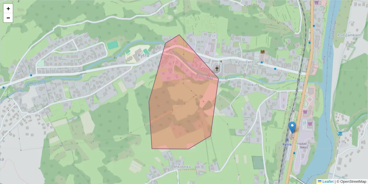 Szczegółowa mapa kodu pocztowego 33-434 z granicami, sąsiednimi kodami pocztowymi i urzędami pocztowymi