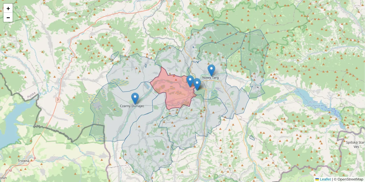 Szczegółowa mapa kodu pocztowego 34-471 z granicami, sąsiednimi kodami pocztowymi i urzędami pocztowymi