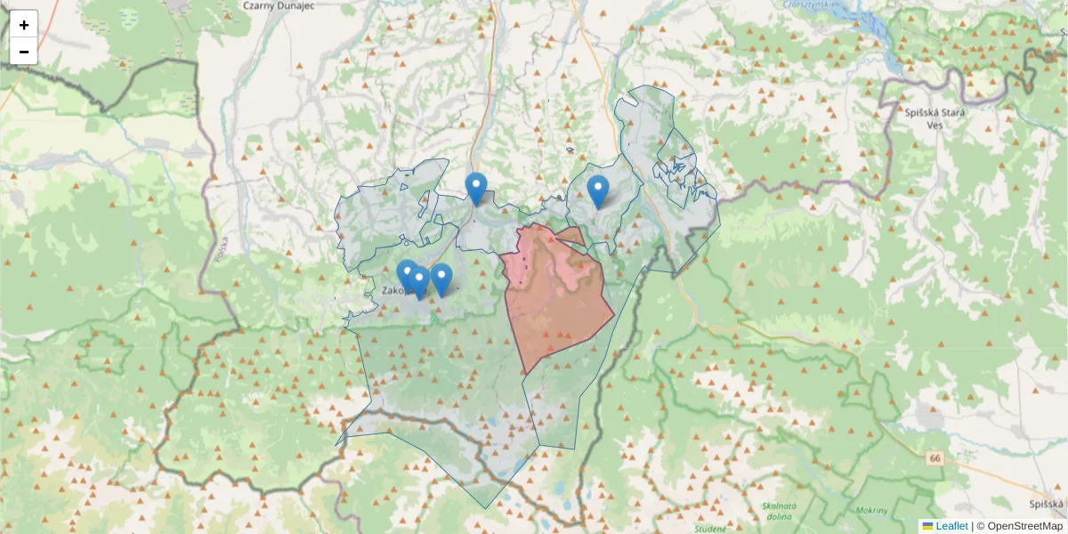 Szczegółowa mapa kodu pocztowego 34-531 z granicami, sąsiednimi kodami pocztowymi i urzędami pocztowymi