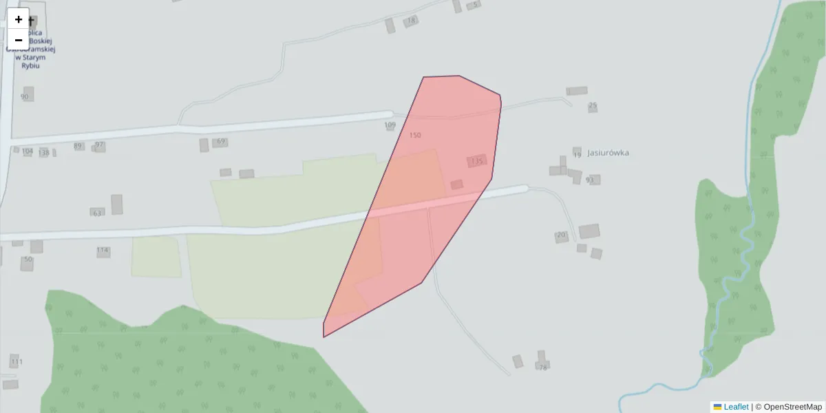 Szczegółowa mapa kodu pocztowego 34-624 z granicami, sąsiednimi kodami pocztowymi i urzędami pocztowymi