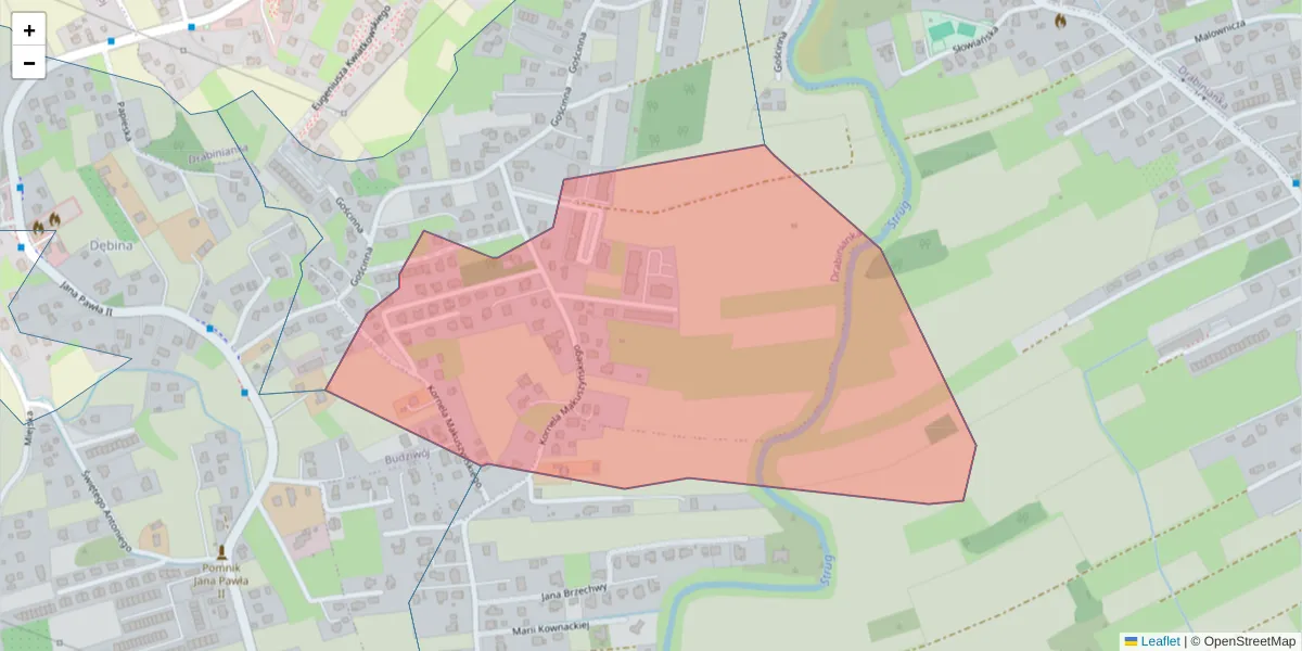 Szczegółowa mapa kodu pocztowego 35-313 z granicami, sąsiednimi kodami pocztowymi i urzędami pocztowymi
