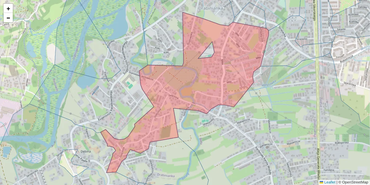Szczegółowa mapa kodu pocztowego 35-314 z granicami, sąsiednimi kodami pocztowymi i urzędami pocztowymi