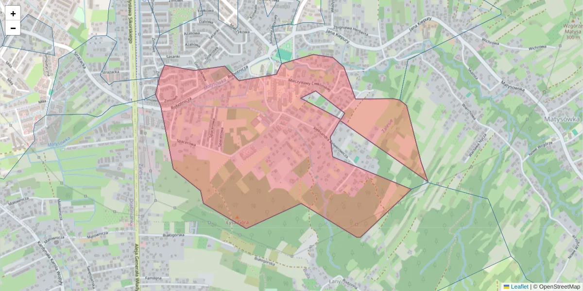 Szczegółowa mapa kodu pocztowego 35-601 z granicami, sąsiednimi kodami pocztowymi i urzędami pocztowymi
