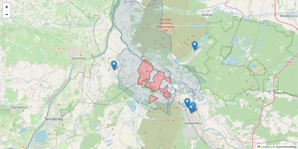 Szczegółowa mapa kodu pocztowego 37-416 z granicami, sąsiednimi kodami pocztowymi i urzędami pocztowymi